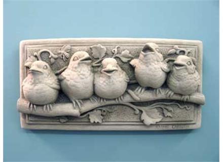 Baby Birds Plaque Stone Sculpture Bird Plaque