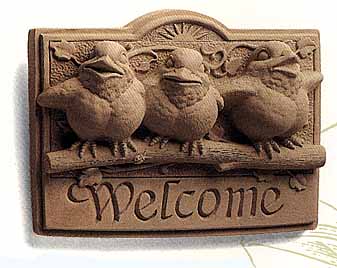 Cast Stone Sunshine Birds Welcome Plaque