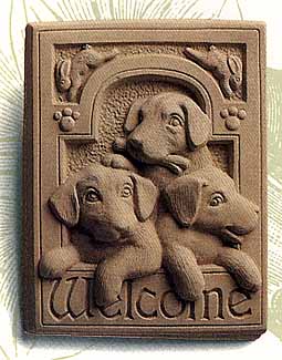 Cast Sone Welcome Puppies Plaque