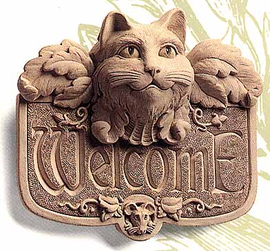 Carruth Gothic Cat Welcome Plaque