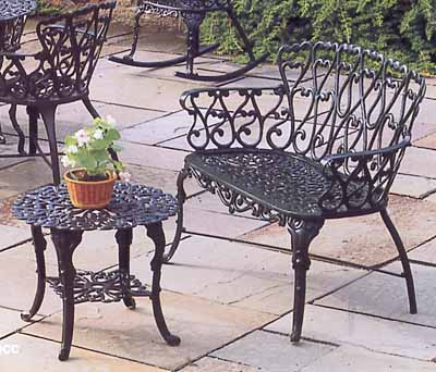 Cast Aluminum Garden Patio Furniture Heart Bench